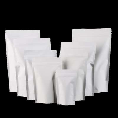 White Kraft Paper Doypack Aluminium Foil Plating Ziplock Standing Up Pouches Packaging Bags With Zipper